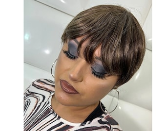 Short Pixie Wig with Bangs Layered Curly Synthetic Haircut Heat Resistant Short Pixie Cut Wigs For Women Glueless Wear And Go Wigs  main image 4