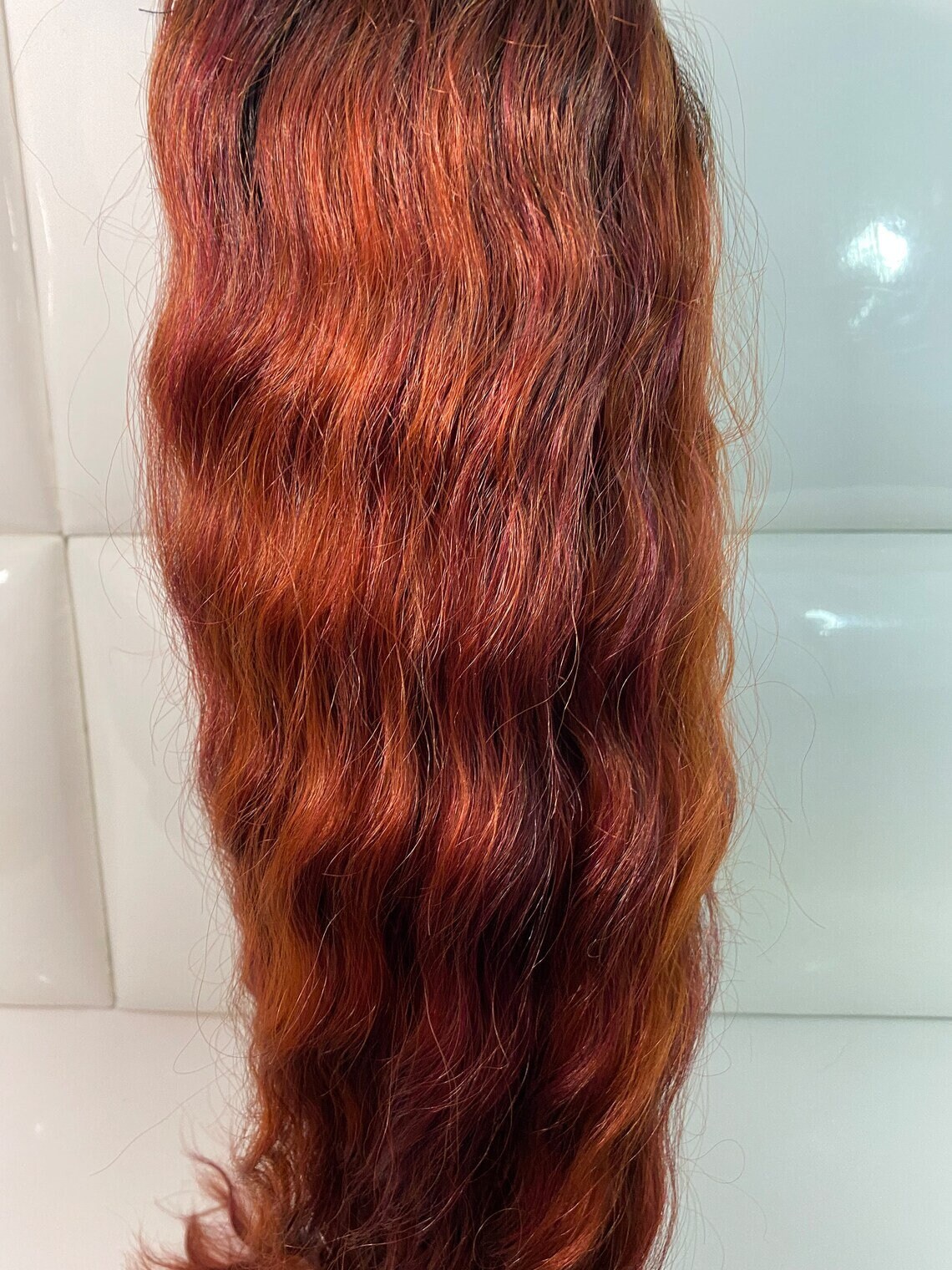 Long Wavy Curly Ponytail Hair Extensions Synthetic 32 Inch Brown Auburn 32 Inch Drawstring Ponytail Extension | Long Curly Wavy  main image 4