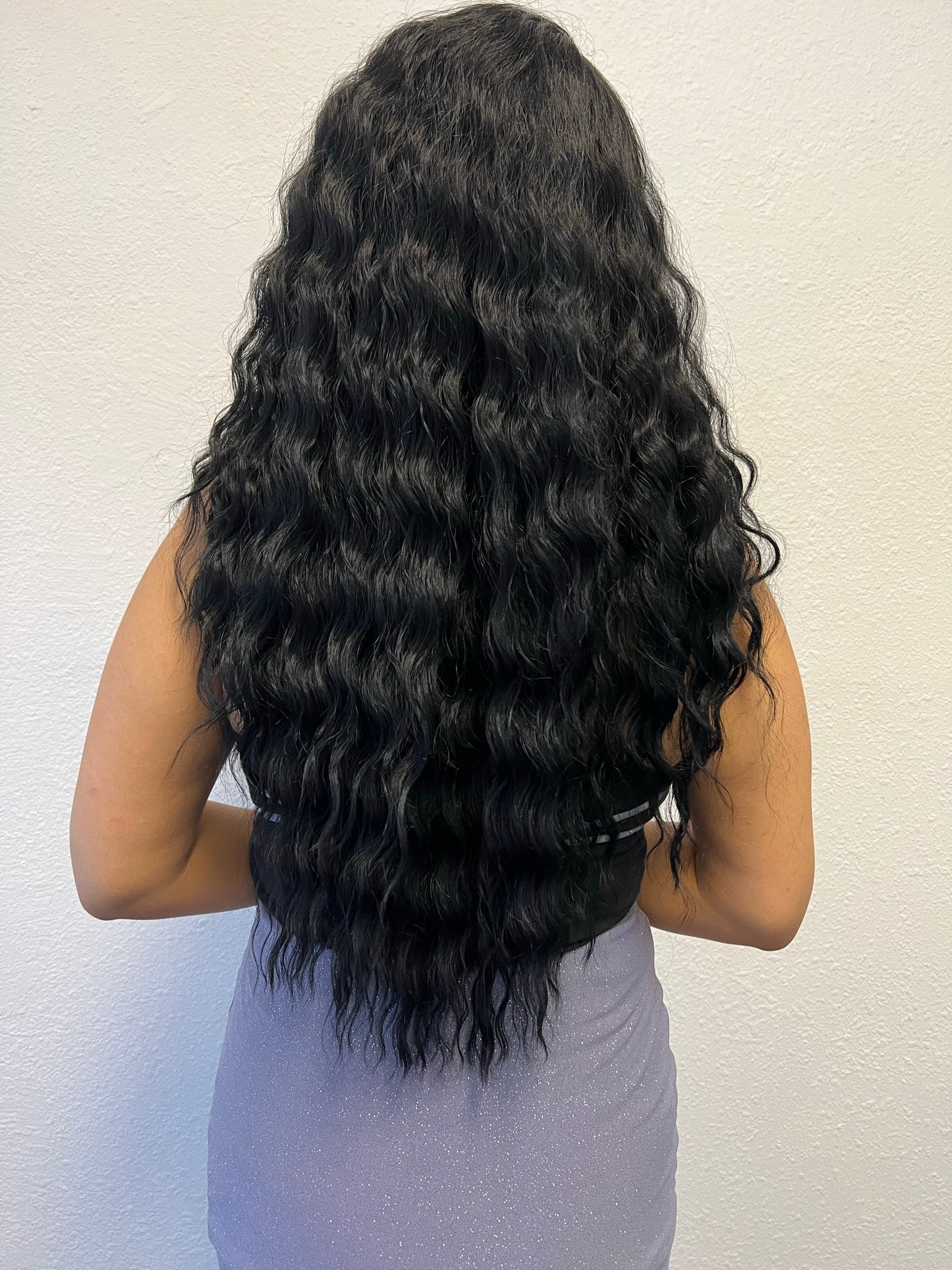 SOFT BLACK Swiss Lace Front Wig - Extra Long Wavy 