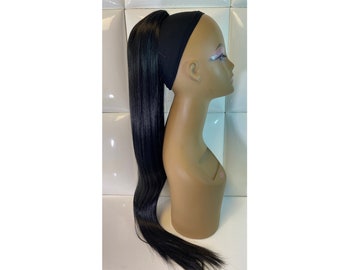 Drawstring Ponytail Hair Extension BLACK Extra Super Long Straight Sleek * Synthetic Natural * Stylish Sexy * Easy Pony Hairstyle * Baddie