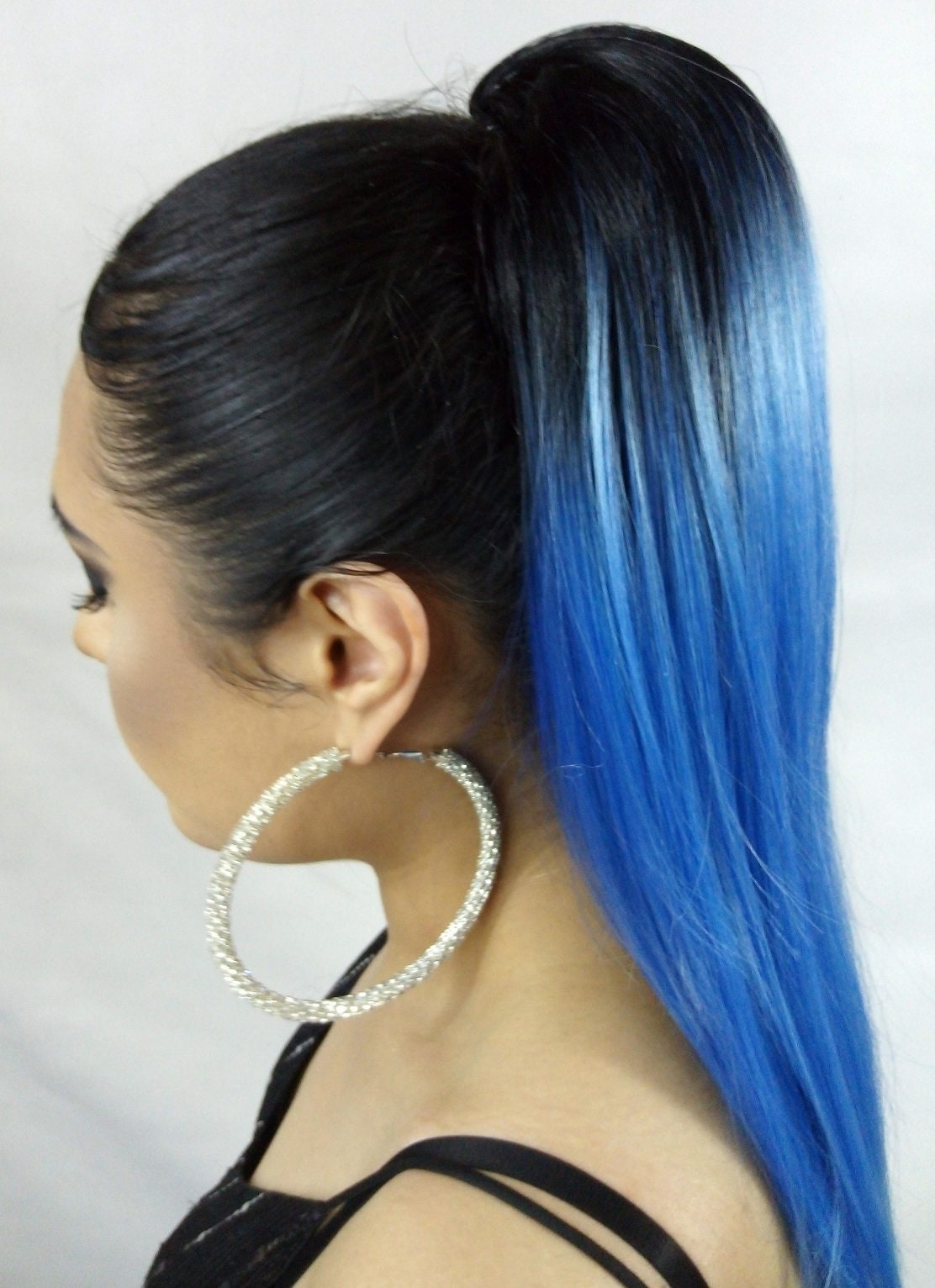 Synthetic Hair Extension Drawstring Ponytail Blue - Etsy