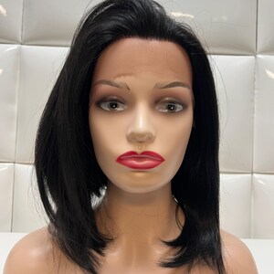 HUMAN Hair & Synthetic Blend Wig - SOFT BLACK - Swiss Lace  display picture 3