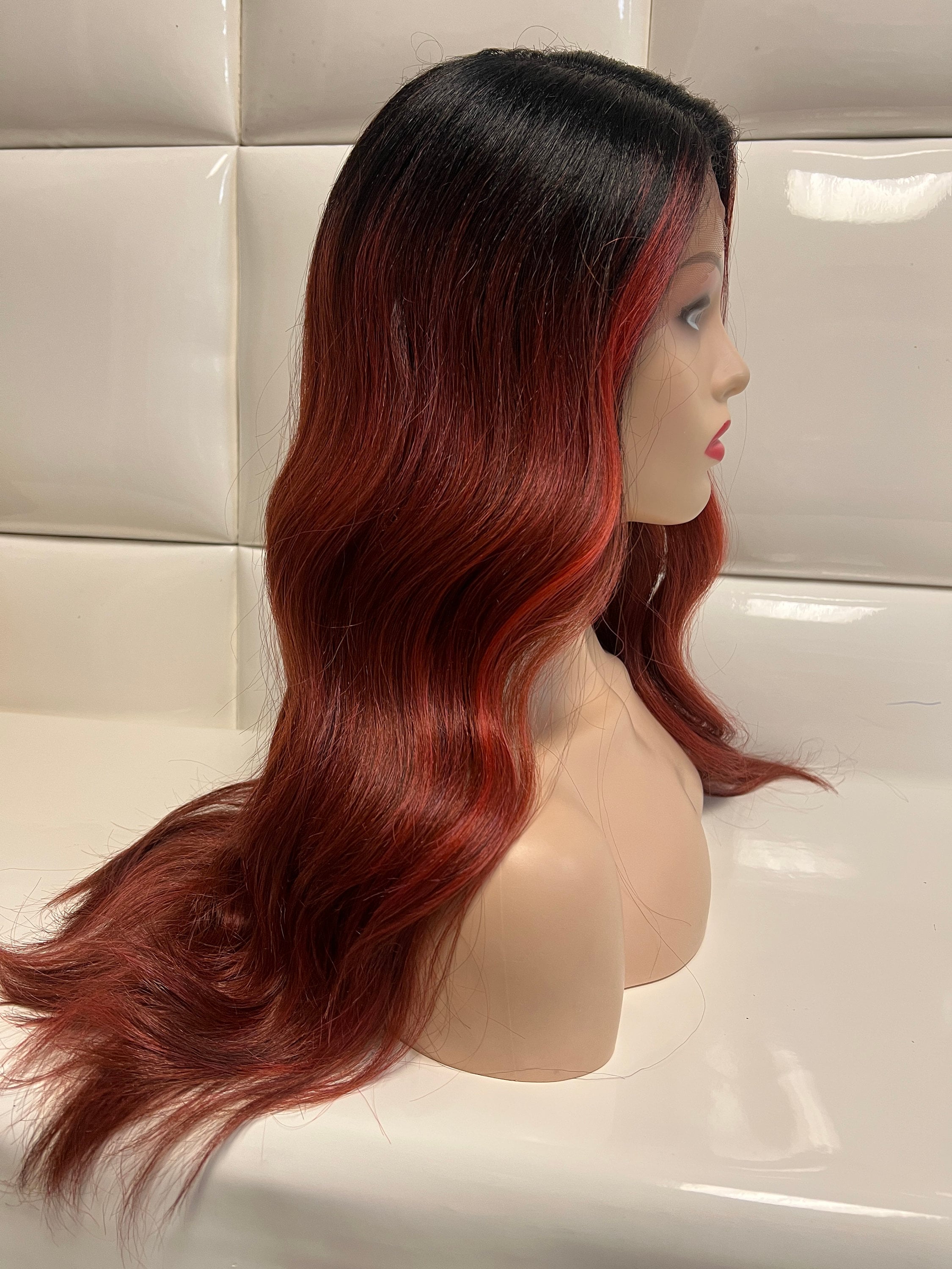 Lace Front Cinnamon Red Long Wavy Heat Resistant Wig Copper Red Wig Natural Wavy Lace Synthetic Hair Lace Front  main image 4