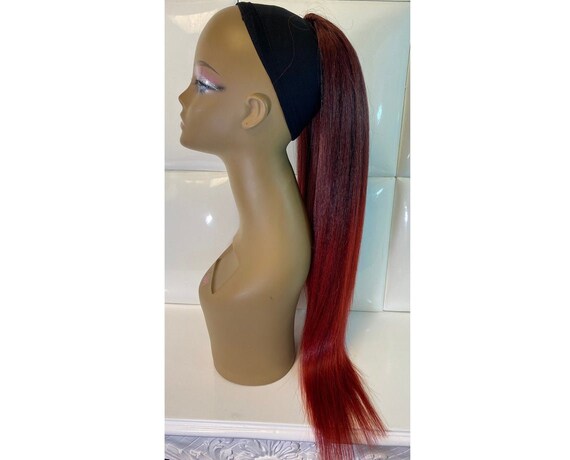 human hair straight drawstring ponytail