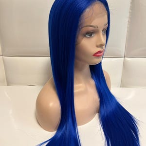 Magical Electric Blue Long Straight Synthetic Lace Front Wig