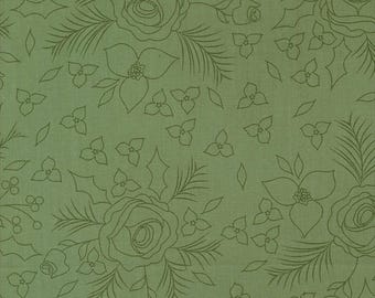 Starberry Winter Sketch - Green Large Floral # 29181-15 by Corey Yoder for Moda Fabrics - By The Yard