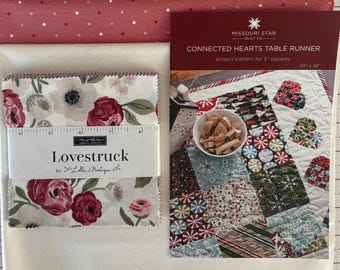 Lovestruck Connected Hearts Table Runner Complete Quilt Kit by Lella Boutique for Moda -  Pattern By Missouri Star - 20” x 38”