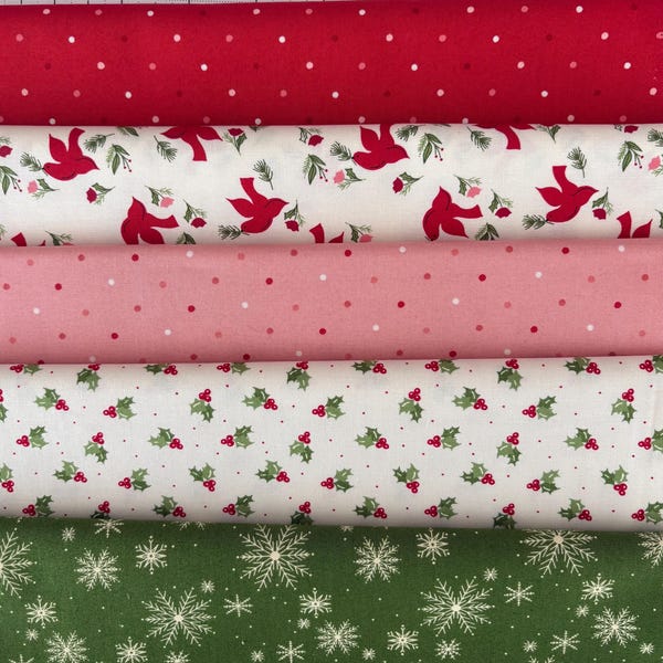 Once Upon Christmas Fabric Bundle (5) 1/2 Yds (2 1/2 Yds Total) by Sweetfire Road for Moda Fabrics