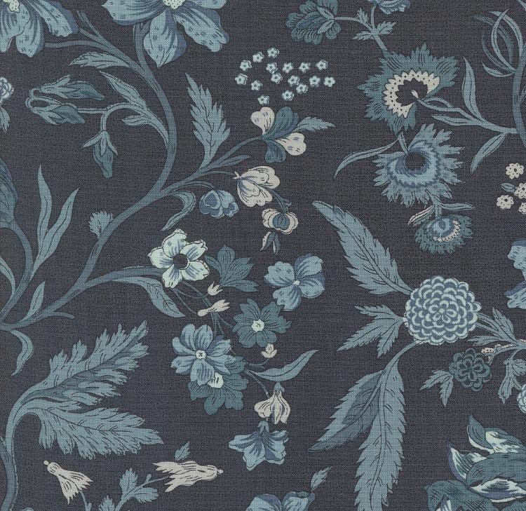 Sacre Bleu - Indigo Blue Floral Fabric By French General For Moda - # 13970 17 -By The Yard
