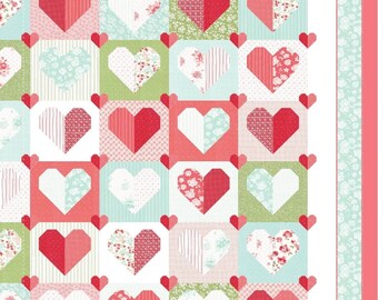 Heartfelt Quilt Pattern By Camille Roskelley of Thimbleblossoms - 70” x 73” - Lighthearted Fabric Collection