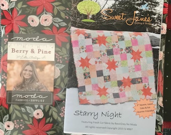Berry and Pine by Lella Boutique For Moda (Red) Quilt Kit - 54” x 63” - Starry Night Pattern by Sweet Jane’s
