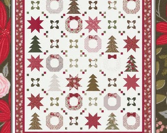 Holiday Connections Featuring Berry and Pine By Lella Boutique for Moda Quilt Kit - 63” x 72” - Pattern By Coach House Designs