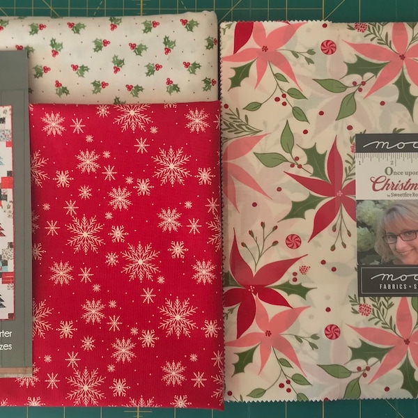 Once Upon A Christmas By Sweetfire Road for Moda Quilt Kit - 60” x 72” - Evergreen  Pattern By Cluck Cluck Sew