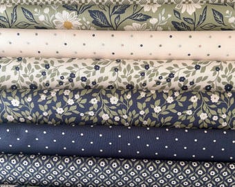 True Love (10) 1/2 Yd Blue & Green Bundle By Lella Boutique for Moda (5 Yds Total)