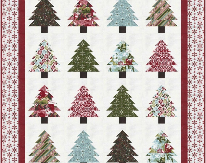 Around the Christmas Tree Quilt Kit by Basicgrey Peppermint Bark Aqua