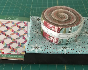 Jelly Twist Quilt Kit Featuring Peppermint Bark By Basic Grey - Dark Background - Pattern By Cluck Cluck Sew - 60”x 80” Quilt