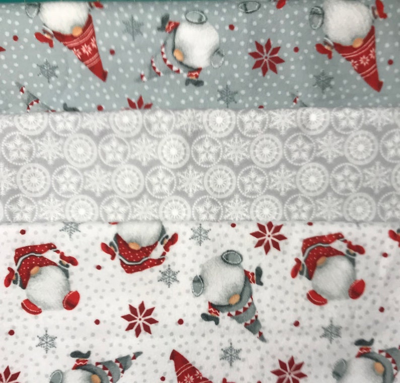 Winter Whimsy Flannel Gnome Bundle 4 Yds W panel By Shelly Etsy