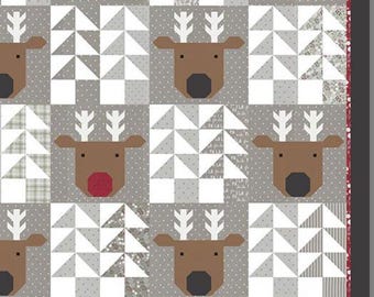 Reindeer Xing Quilt Kit 80 1/2” x 80 1/2” - Christmas Eve by Lella Boutique