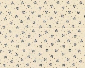 5 Yds - Goodnight Irene - Blue Calico Flowers on Cream # 31704-15 by Betsy Chutchian for Moda