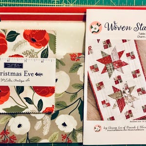 Christmas Eve By Lella Boutique Woven Stars Table Runner Quilt Kit Includes Backing 14.5” x 44.5” - Pattern by Chrissy Lux of Branch & Blume