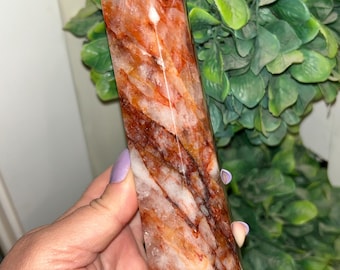 BEAUTIFUL Fire Quartz Statement Tower | Over 1 lb | Birthday Gift | Gift for Her | Gift for Him | Home Decor | Crystal Tower