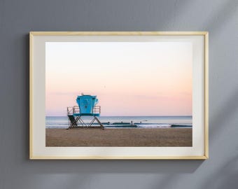 Sunset Blue Lifeguard Tower Peaceful Surf Fine Art Photography Print