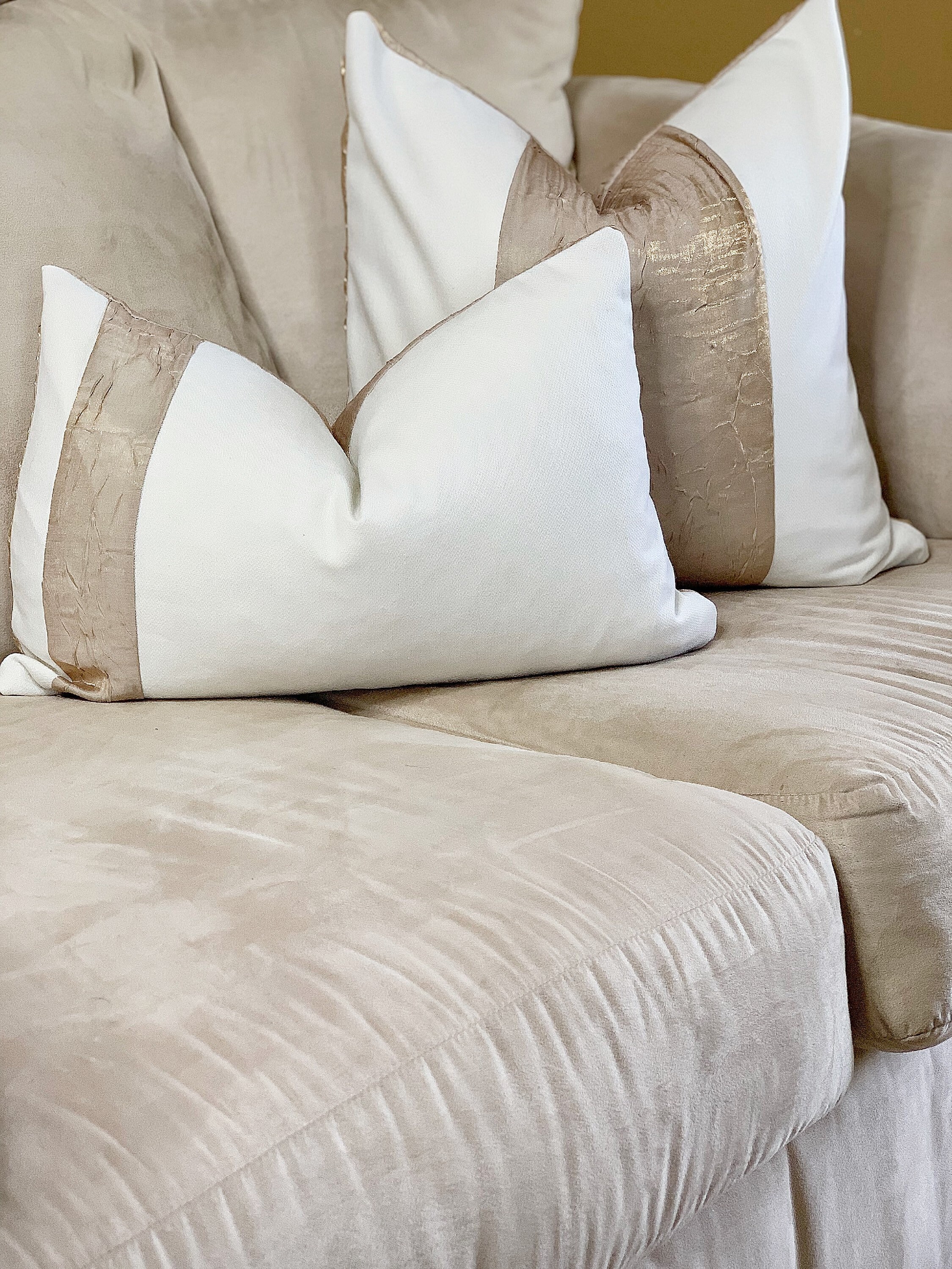 Ivory / Gold throw Pillow Cover 20x20 Metallic Gold home Etsy