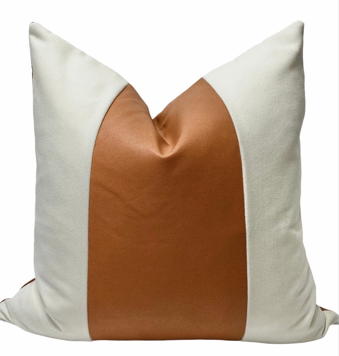 Faux Leather Stripe Pillow Cover 20x20 Boho Ivory Throw Home Etsy