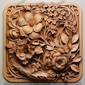 Bloemen | Natuur | Ontwerp lasergravure | Glowforge | Lasergravurebestand | Digitaal bestand | 3D-illusie | PNG voor gravure