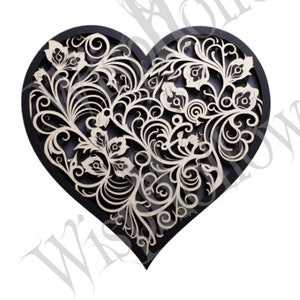 Valentijnsdag | Hart | Ontwerp lasergravure | Glowforge | Lasergravurebestand | Digitaal bestand | 3D-illusie | PNG voor gravure