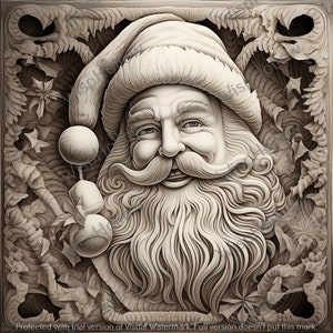 Santa Claus | Christmas | Laser Engraving Design | Glowforge | Laser Engraving File | Digital File | 3D Illusion | PNG For Engraving