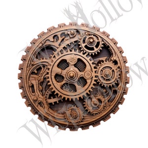 Steampunk Gears | Gears | Laser Engraving Design | Glowforge | Laser Engraving File | Digital File | 3D Illusion | PNG For Engraving