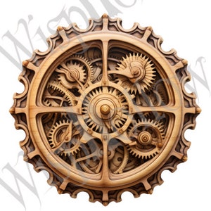 Steampunk Gears | Gears | Laser Engraving Design | Glowforge | Laser Engraving File | Digital File | 3D Illusion | PNG For Engraving