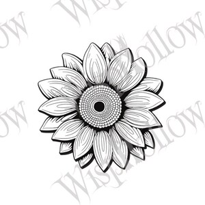 Bloem | Zonnebloem | Ontwerp lasergravure | Glowforge | Lasergravurebestand | Digitaal bestand | 3D-illusie | PNG voor gravure