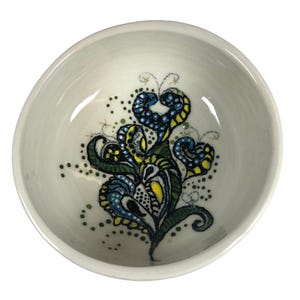 Hand Painted Pottery Bowl, Decorative Trinket Dish, Porcelain, Boho Ceramic Dish, , Ice Cream, Snack or Cereal Bowl, Gift Idea