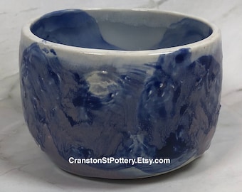 Ceramic Tea Cup, Blue and Amethyst Tea Mug, Mother's Day Gift, Yunomi Tea Cup, Wabi Sabi, Asian Inspired, Porcelain Tea Cup, Textured Cup