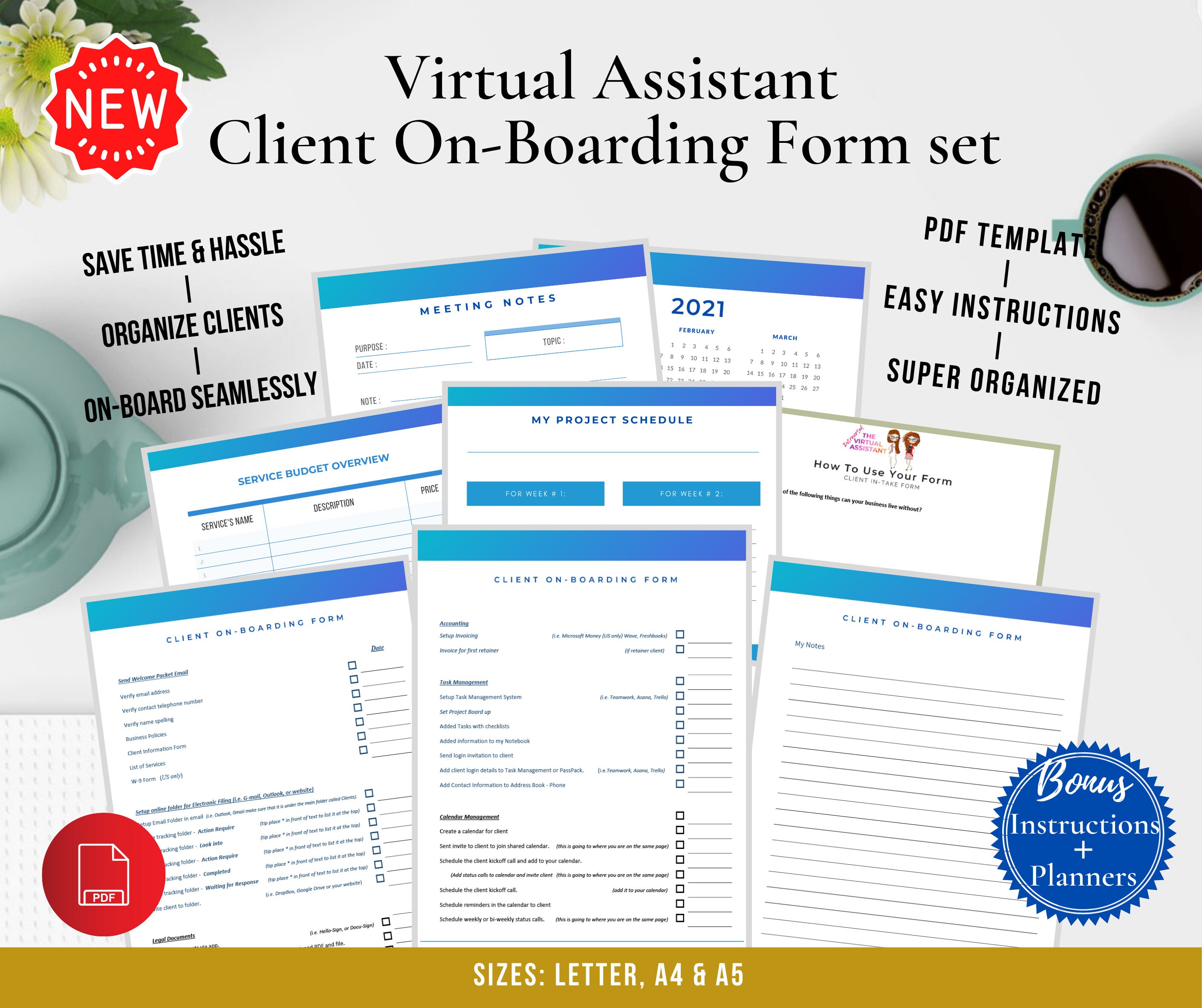 Client On-boarding Form Blue Printable New Client Form - Etsy