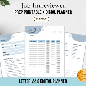 Interview Job Prep Printable, Job Application, Career Planner, Interview Planner, Interview Questions, Job Interview, Printable Planner