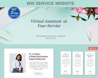 WIX Template | Virtual Assistant | Online Services | Complete Template | Wix Website Template, Teal | WIX Website Click & Drag