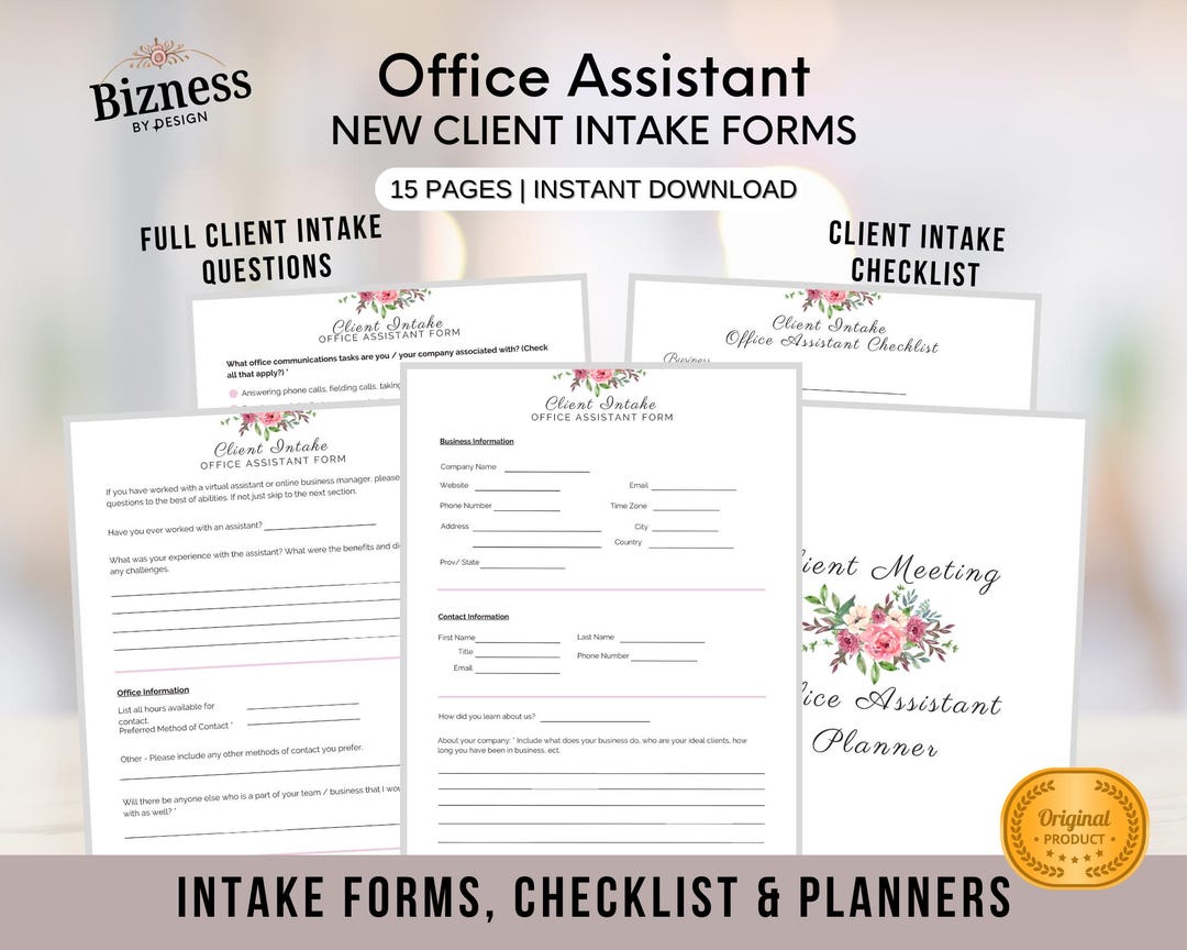 Office Assistant Client In-take Business Questionnaire Form Printable ...