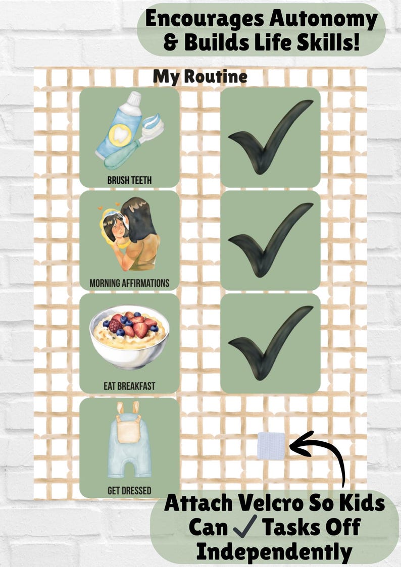 Interactive Bedtime & Morning Routine Chart Checklist (digital File) - Etsy