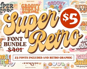 Super Retro Schrift und Grafik Bundle