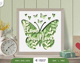 I Love You Mom 3D Shadow Box SVG