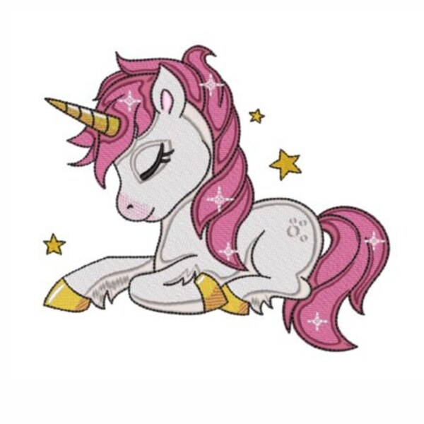 Sleepy Unicorn Embroidery Design