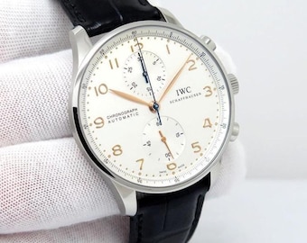 ヴィンテージ IWC ポルトギーゼ クロノグラフ 41mm 自動巻き レザーストラップ IW3714 | 男性へのギフト