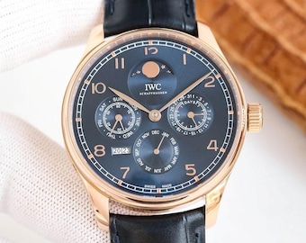Vintage IWC Portuguese Black Dial Men's Watch 42mm | Gift for Husband, Boyfriend