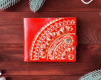 Cute small wallet for women Boho slim wallet Womens small card holder wallet Minimalist anniversary gift