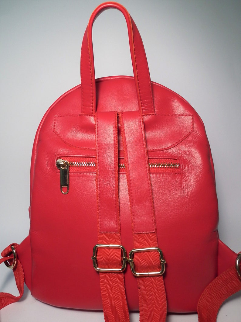 Made To Order Luxury Red Leather Backpack Knapsack with a Etsy