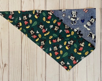 Reversible Dog Bandana with Licensed Mickey Mouse Fabric