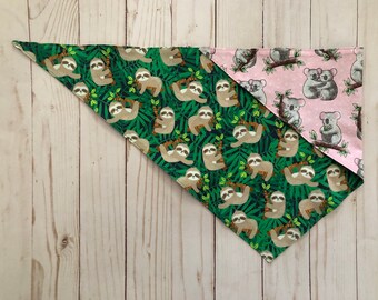 Sloth and Koala Reversible Dog Bandana